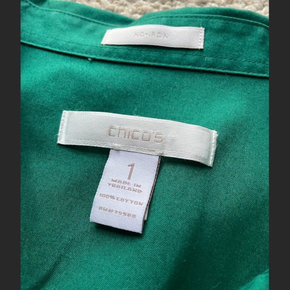 Emerald Chico's No-Iron Button Down Shirt Size 1 - Picture 2 of 2